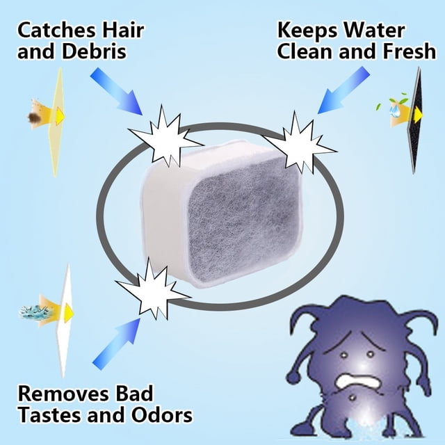 1Pcs Foam Filters 4Pcs Premium Cotton Dual-Action Filters Water Fountain Replacement, Activated Carbon Filters, Fountain Filters, Bathroom For Home ANGGREK Fountain Filters