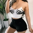 thumbnail image 1 of Crop Tops Bodycon Squelette Gothique à Imprimé Main, 1 of 8