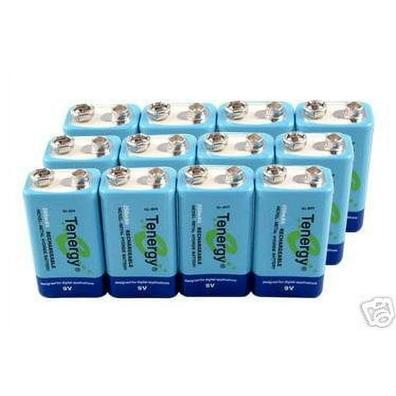 Tenergy 12 pieces of 9V 250mAh NiMH high capacity rechargeable Batteries FREE SHIPPING!