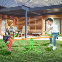 360 Degree Rotation Outdoor Kids Spinning Seesaw, Teeter Totter for Backyard, Swivel Playground Equipment for Ages 3-8, Green