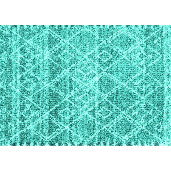 Ahgly Company Indoor Rectangle Trellis Turquoise Blue Modern Area Rugs, 7' x 10'