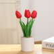 thumbnail image 3 of Planta de simulación de material de PU, tulipán artificial en maceta, decoración creativa, maceta, planta de paisaje, flor de seda, 3 of 5