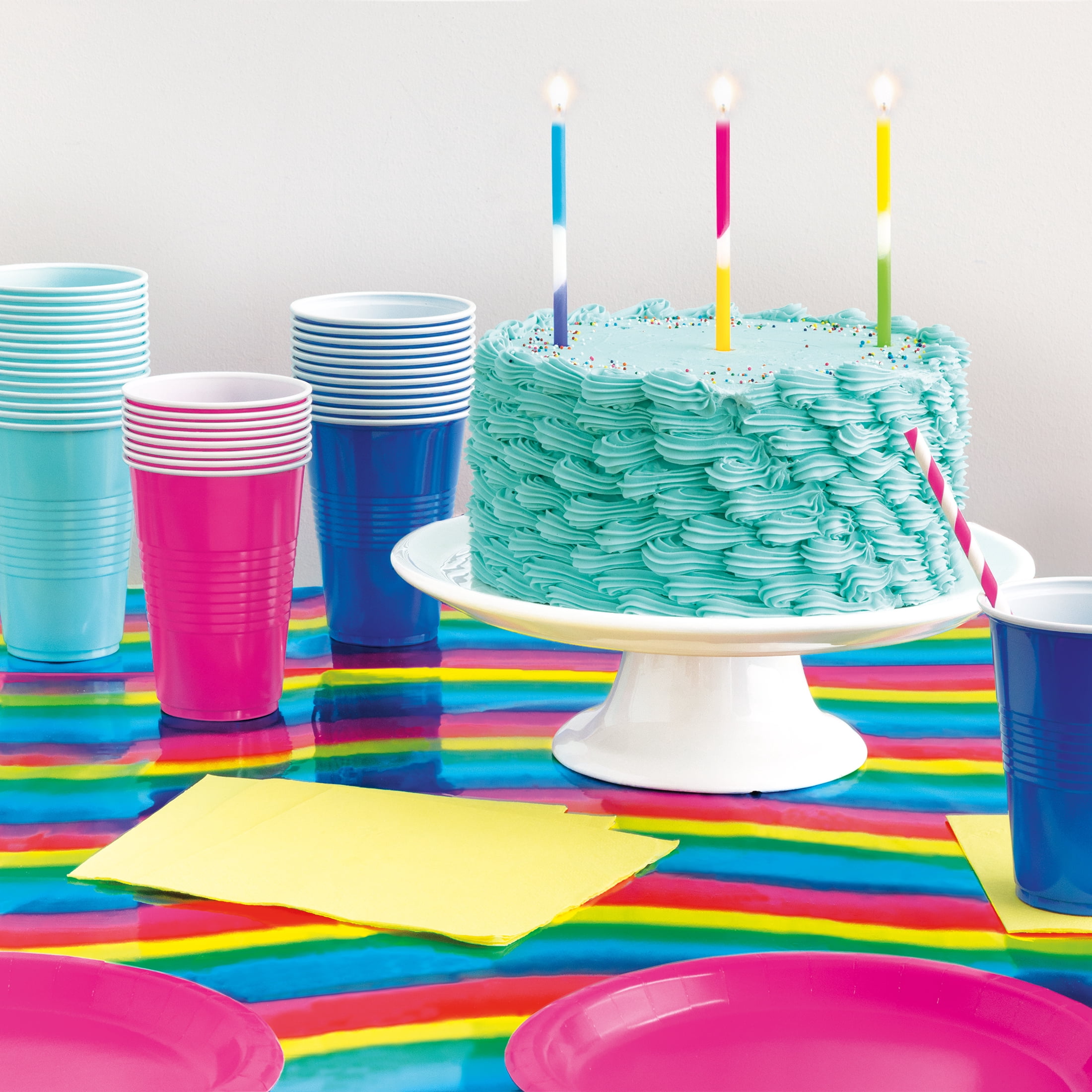 Plastic Disposable Party Cups, Terrific Teal, 16 oz, 18 Pieces, by Way To Celebrate