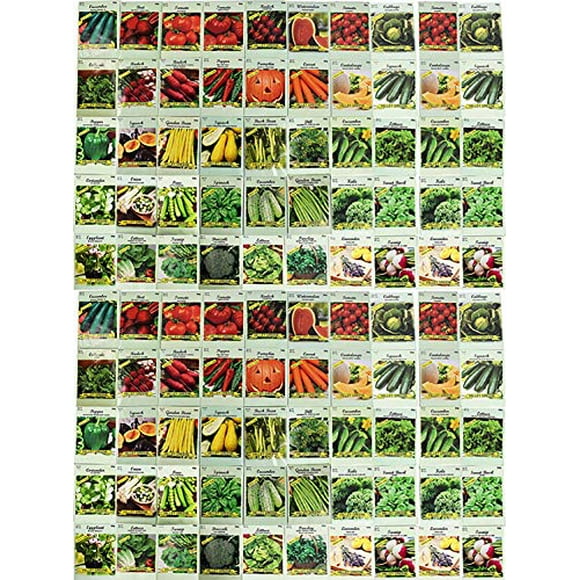 100 Assorted Heirloom Vegetable Seeds 100% Non-GMO (100, Deluxe Assorted Vegetable Seeds)