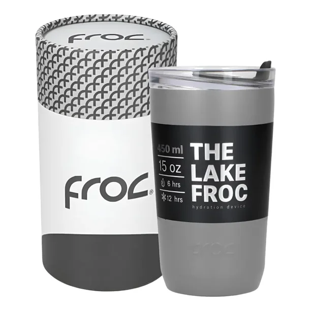 FROC | Termo The Lake - Acero Inoxidable 450 ml, Base Antiderrapante, Tapa de Silicón Antiderrame Diseño Compacto - Ideal para Bebidas Frías y Calientes