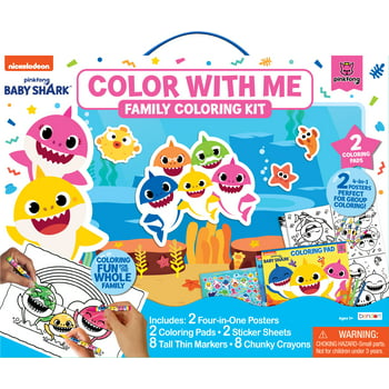 Baby Shark Color With Me Family Coloring Kit w/Coloring Books & Supplies