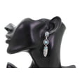 thumbnail image 4 of Women Earrings Silver Metal Native Feathers Turquoise Blue Beads, 4 of 11