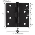 thumbnail image 3 of Design House 3-Pack 4" H x .25" Radius Butterfly Interior/Exterior Door Hinges, Matte Black, 3 of 15