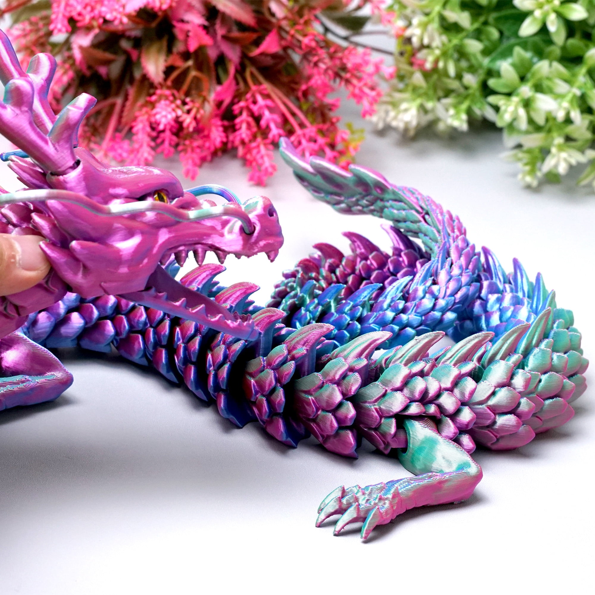 33.5inch 3D Printed dragon,Flexible Joint Animal lacertid Figurines,Realistic Eyes, Home Office Decor,Fidget Toy for Adults Teens Boy Festival Gifts