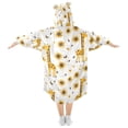 thumbnail image 2 of Wearable Blanket Hoodie for Giraffe and Sunflower Flannel Hooded Blanket with Pockets and Sleeves Suitable, 2 of 7