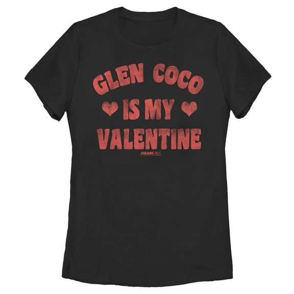 Women's Mean Girls Distressed Glen Coco Is My Valentine Graphic Tee Black Small