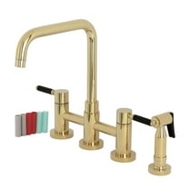 Kingston Brass KS8282DKLBS Kaiser Two-Handle 4-Hole Deck Mount Bridge Kitchen Faucet with Brass Side Sprayer in Polished Brass