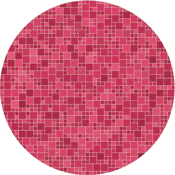 Ahgly Company Indoor Round Patterned Crimson Red Area Rugs, 6' Round