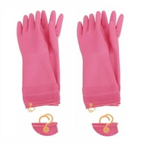 Myungjin (2 Pairs) Reusable Waterproof Household Dishwashing Non-Slip Cleaning Rubber Gloves with Hang-Dry Hook ((Medium))