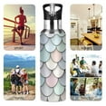 thumbnail image 7 of Yayeee 20oz Double Wall Stainless Steel Water Bottle with Flip Straw, Light Blue Shimmering Pattern, 7 of 7