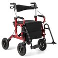 thumbnail image 1 of Giantex Déambulateurs pour Aînés, Déambulateur Pliant à Roulettes avec Dossier Réversible, Rangement Détachable et Porte-Parapluie, Rouge, 1 of 9