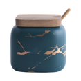 thumbnail image 1 of Ounissouiy Juego de tarros de especias de cerámica con diseño de mármol nórdico, caja de almacenamiento de azúcar y sal, botellas de Cocina y Comedor Verde profundo/ sencillo, 1 of 6