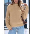 thumbnail image 6 of Women High Neck Oversized Sweaters Batwing Long Sleeve Pullover Loose Chunky Knit Jumper Khaki S, 6 of 8