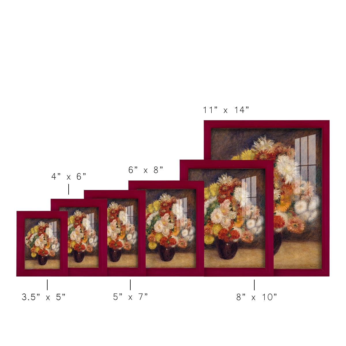 Bouquet of Chrysanthemums -Framed Print w/glass-Cherry Red