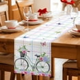thumbnail image 5 of Table Runner - 120 Inch Long, Spring Kitchen Dining Table Runner Dresser Scarves, Bicycles Botanical Leaves Rose Colorful Stripes Farmhouse Decor for Coffee Tables Wedding Party Banquet, 5 of 8