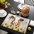 thumbnail image 3 of Farmhouse Cow Placemats Set of 6, Vintage Country Sunflower Gray Wood Placemats for Dining Table, Place Mats for Kitchen Tabletop, Waterproof Wipeable Dining Table Mats Set, 3 of 9