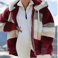thumbnail image 4 of Fleece Jacket Women Plus Size Warm Winter Coats Fluffy Sherpa Hoodie Zip up Casual Color Block Faux Fur Cardigan Coat Shaggy Cardigan Sweater Outerwear, 4 of 6
