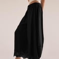 thumbnail image 6 of Women Cotton Lace Trim Wide Leg Pants Summer Casual Cropped Drawstring Elastic Waist Lightweight Trousers with Pockets, 2XL, 6 of 6