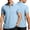 #147-Light Blue, variant on Men's Slim Fit Short Sleeve Polo Shirt Herringbone Texture Color-Blocked Henley Collar Spring Summer Shirt Gift