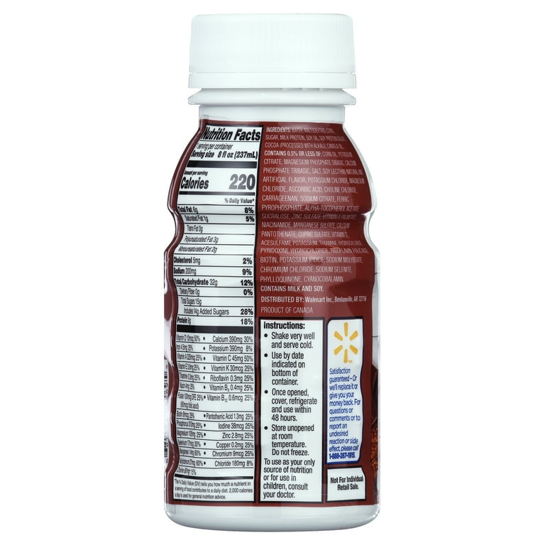 Equate Original Nutritional Shake, Chocolate, Fl Oz, Count