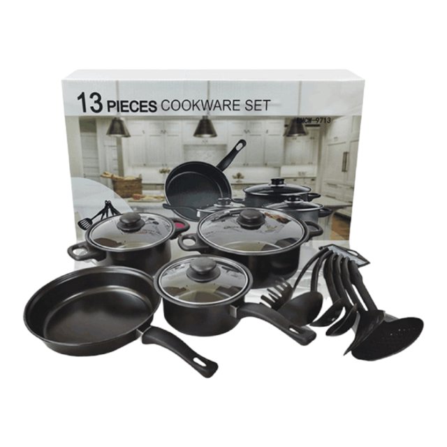 Juego de utensilios de cocina con batería, ollas antiadherentes, 13 piezas