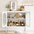 thumbnail image 2 of NEILA Sideboard Buffet Cabinet, Rattan Storage Cabinet with Adjustable Shelves, Small Wood Console Cabinet with 3-Tier Storage for Dining Room, Kitchen, Living Room, Hallway, 2 of 8