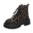 thumbnail image 2 of Roncen Womens Platform Boots Round Toe Flat Ankle Boots Punk Boots Lace Up&Zipper Combat Boots, 2 of 9