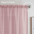 thumbnail image 2 of OVZME Blush Pink Sheer Kitchen Curtains Tiers 24 Inches 2 Pieces, Light Filtering Textured Crushed Solid Short Bathroom Living Room Cafe Basement Voile Window Curtains with Rod Pocket, 42W x 24L inch, 2 of 7