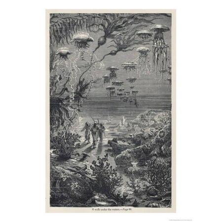 20,000 Leagues Under the Sea: The Divers on the Sea-Bed Print Wall Art By