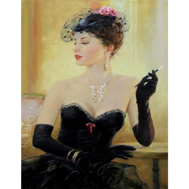 Diamond Painting (DB0634) 5D DIY Elegant lady Square Rhinestone Kit 40x50cm Hugtrwg Para estrenar