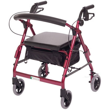 Essential Medical Supply Featherlight Demi Four Wheel Walker with Loop Hand Brakes in
