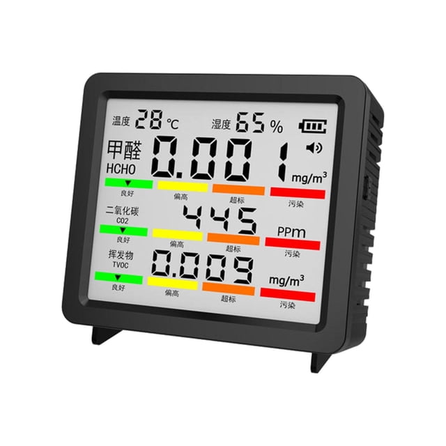 HILABEE Indoor Air Quality Monitor Air Analyzer Large Screen Multifunctional CO2 Monitor Black