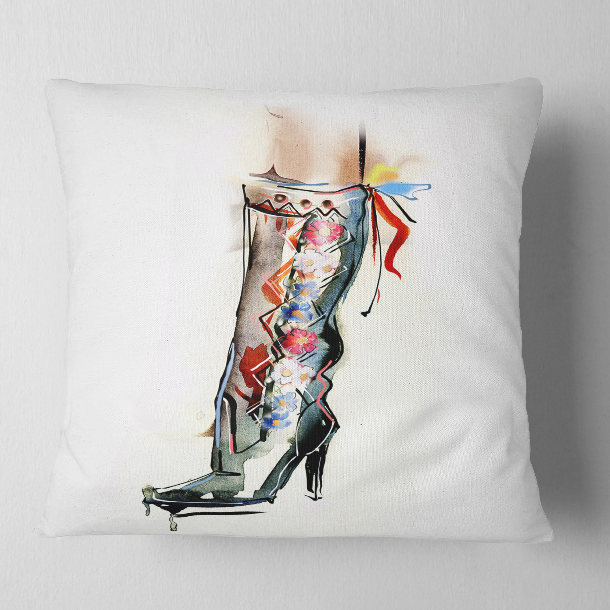 Designart Decorative Shoe - Abstract Throw Pillow - 18x18
