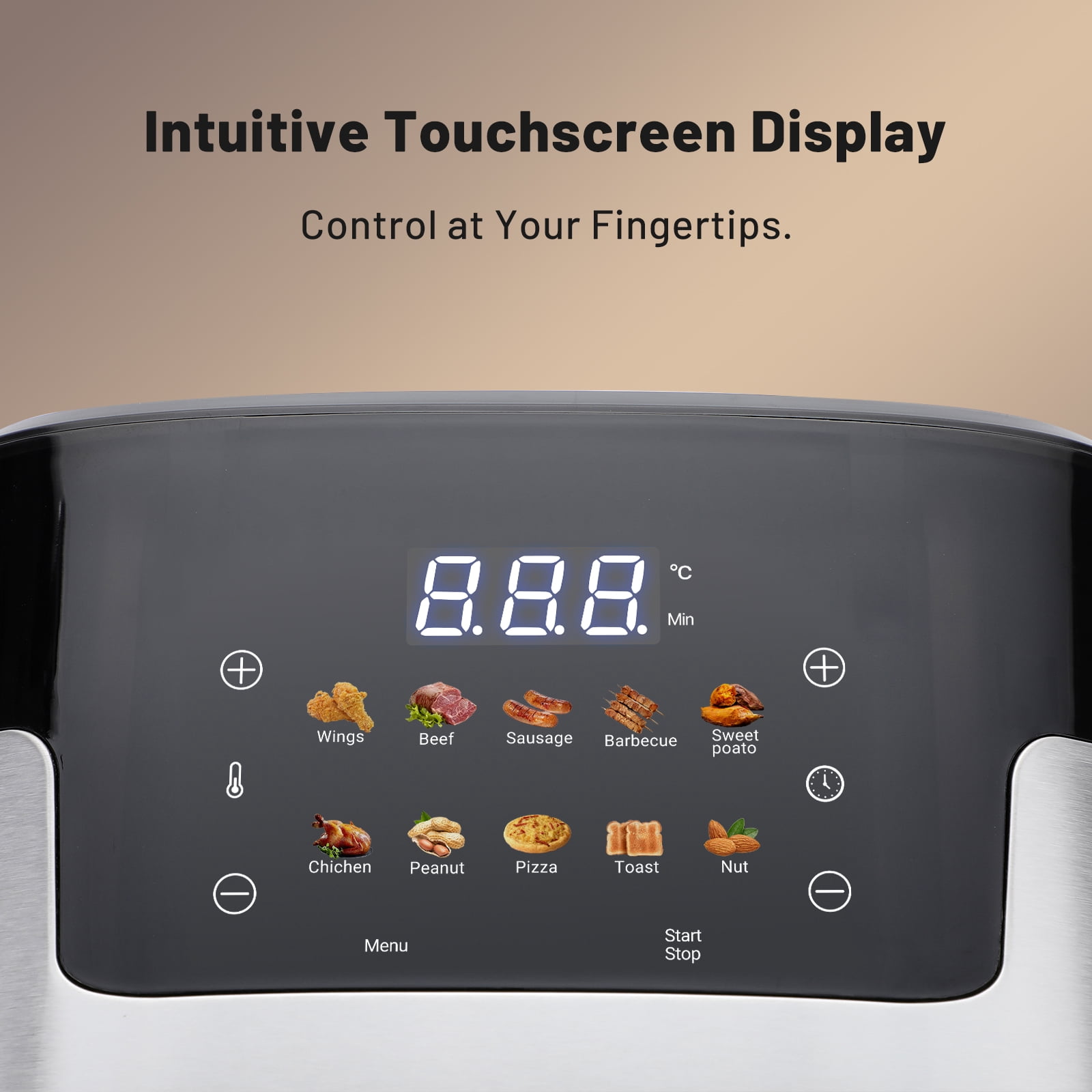 1. 4.5L Digital Air Fryer with Touch Screen, 10 Preset Modes, 360° Air Circulation for Oil-Free Cooking