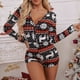 thumbnail image 1 of Pijama de una pieza para mujer, mono ajustado con estampado navideño, pantalones cortos, pijama sexy de una pieza, ropa de estar por casa, 1 of 1