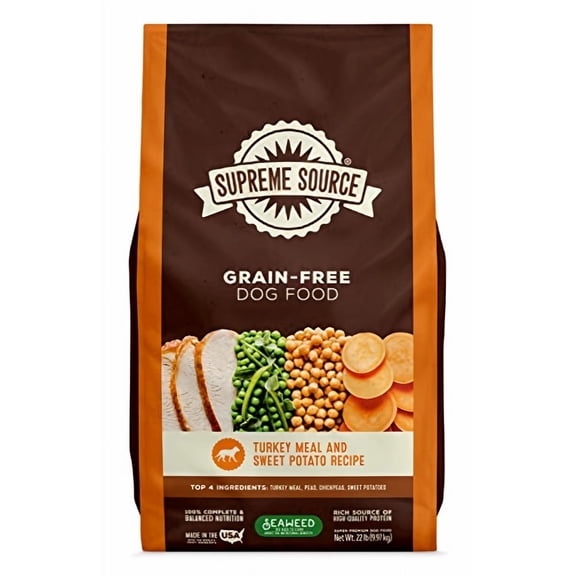 Supreme Source Grain Free Dry Dog Food, Turkey Meal & Sweet Potato Recipe, 22 Pound Bag (Pack of 12)