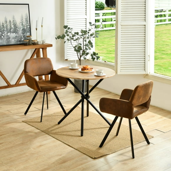 Homy Casa 31.5 Inch Dining Table for 2-4 Person - Small Round Kitchen Table for Bistro Reception Table, Walnut