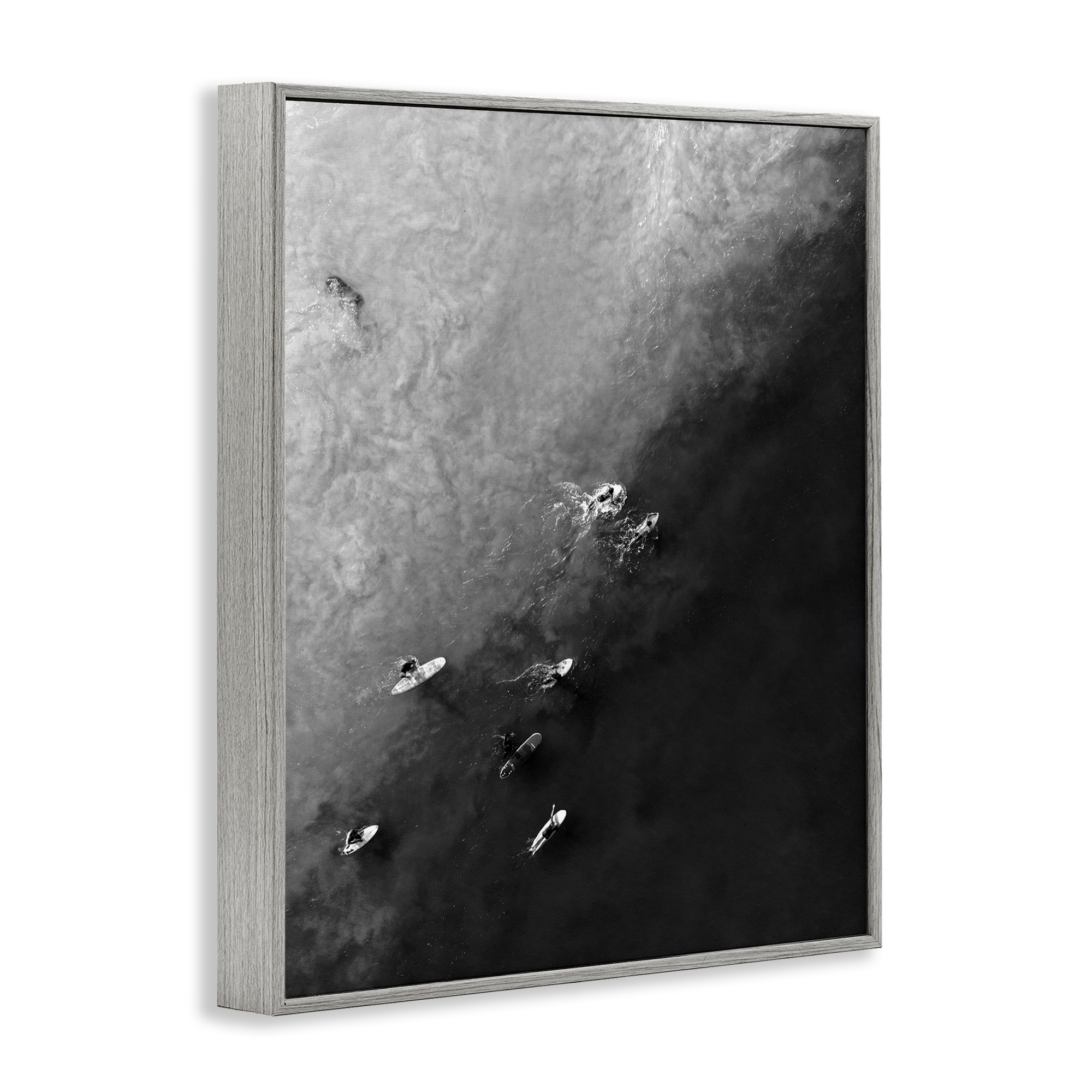 Stupell Industries Aerial Paddling Surfboards Sports Photography Gray Framed Art Print Wall Art, 24 x 30