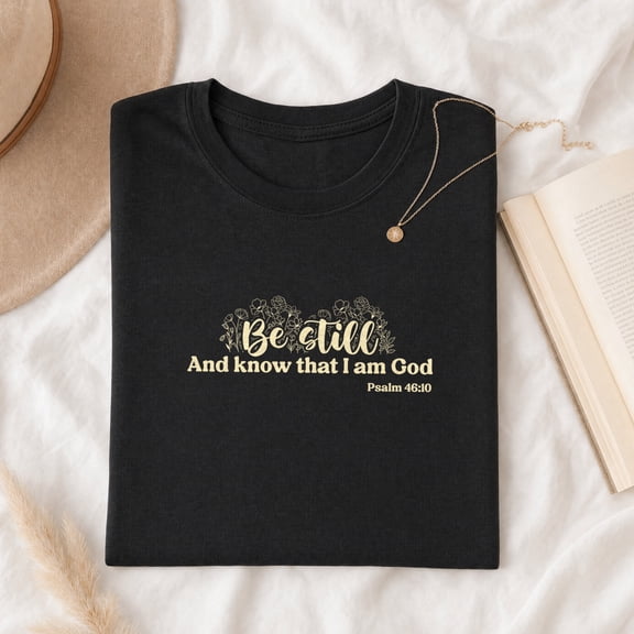 Jollimate Be Still And Know Shirt, Floral Christian Women Graphic Tee, Cool Retro Scripture T-Shirt