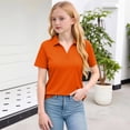 thumbnail image 5 of longantii Girls Polo Shirts Short Sleeve V Neck School Uniform Casual Collared Lapel Solid Color T-Shirts Saffron 11-12 Years, 5 of 6