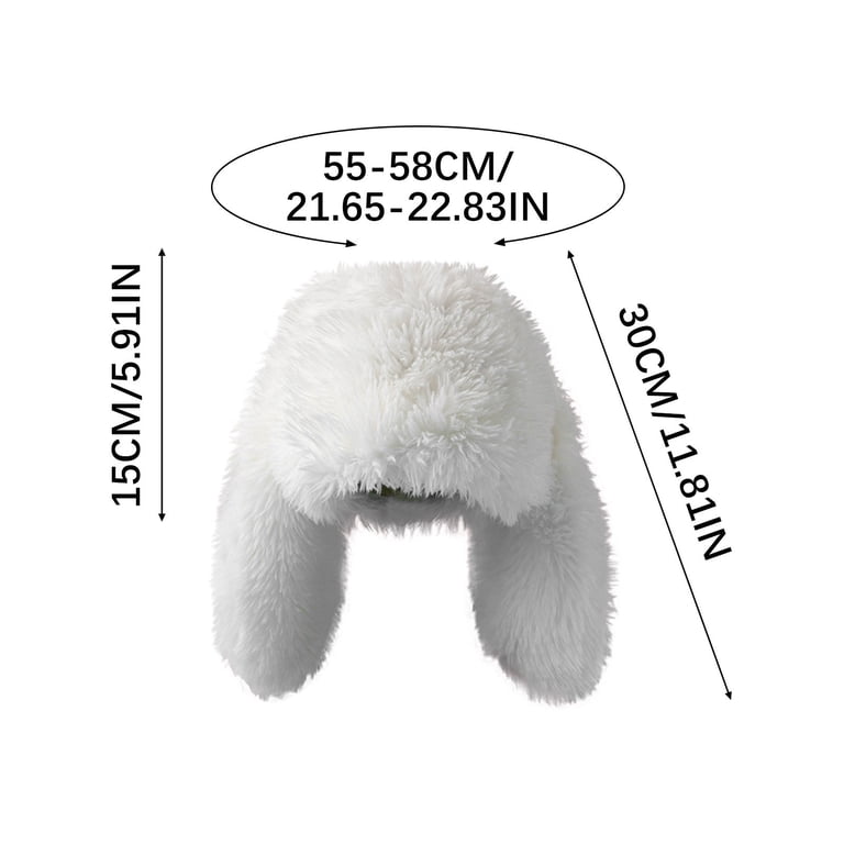 Fluffy Faux Fur White Bunny Hat TTYAO REII Furry Beanie Cute Bunny Hat Faux Fur Rabbit Ear  main image 2