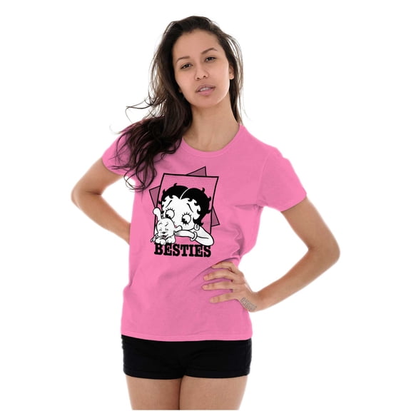 Betty Boop Pudgy Besties Dog Lover Women's T Shirt Ladies Tee Brisco Brands S