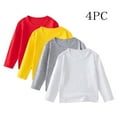 thumbnail image 2 of Toddlers Kids T-Shirts Pack of 4, Cotton Base Layer Tee Shirts Multipacks Girls Boys Long Sleeve Tshirts Tops (4 Years, 4PCS-D), 2 of 7