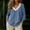 Blue, variant on CYMMPU Women's Summer Solid Color V Neck Lace Patchwork 3/4 Sleeve Top, Cotton Linen Loose Casual Breathable Blouse White L