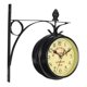 thumbnail image 1 of Reloj colgante de pared reloj de pared de dos cara hierro forjado, Metal, silencioso, fácil de leer caras reloj de estación interior al jardín hogar Fanmusic Reloj colgante de pared, 1 of 7